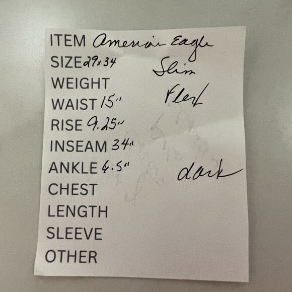 American Eagle SLIM Jeans Men’s Size 29x34 Blue Dark Wash Flex Stretch Denim - Picture 11 of 11